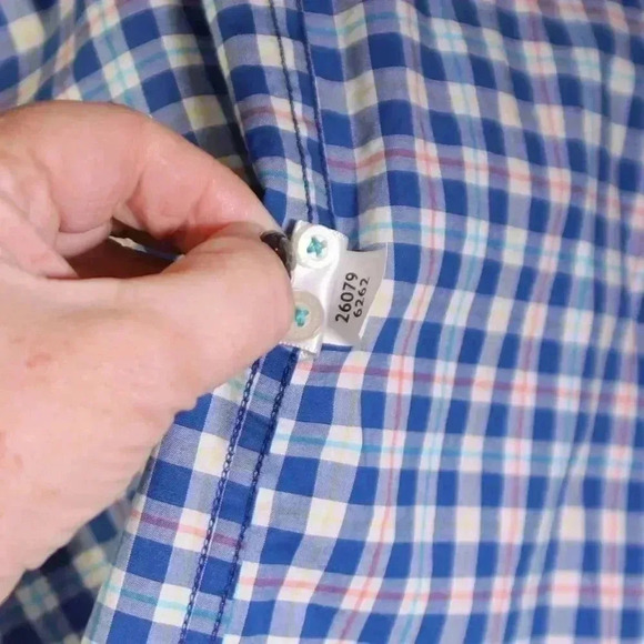 Southern Tide Classic Fit Size S Blue checked long sleeved button down shirt - Picture 9 of 10
